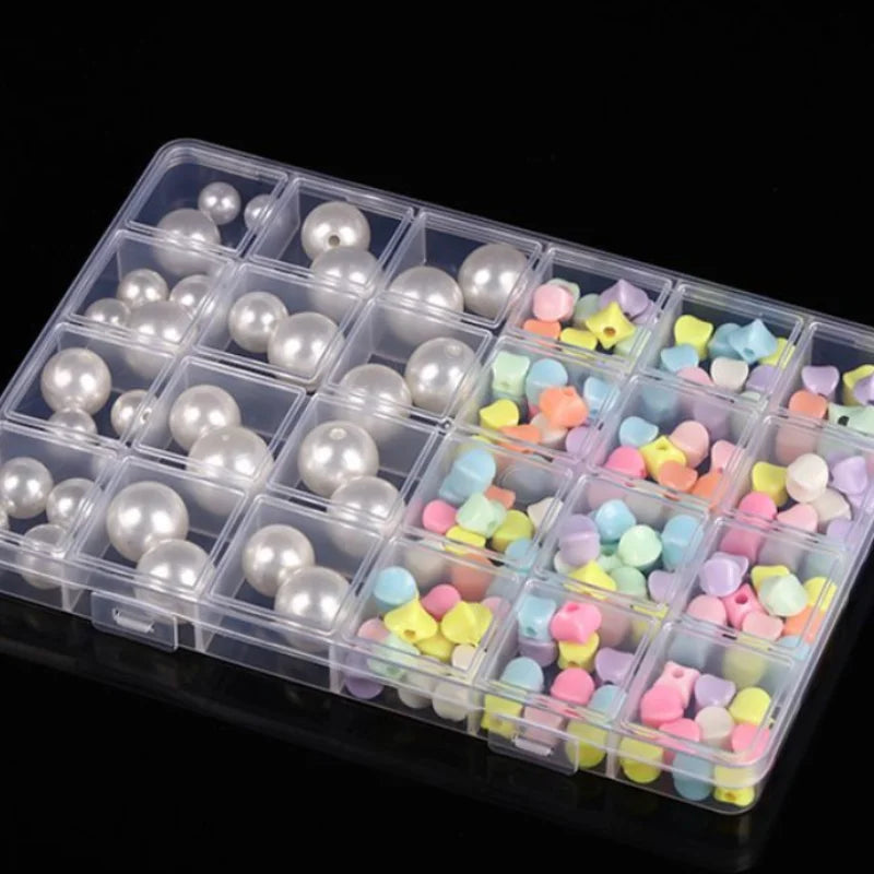 Clear 24-Compartment Plastic Storage Box – Organizer for Crafts, Beads, Jewelry & Small Items (1 Pack)