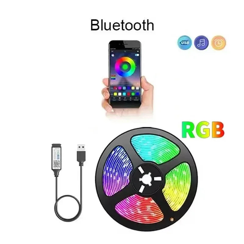 1 Roll of Low-Voltage 5V Light Strip 5050 Rgb Colorful Led Light Strip with Simple Three-Key Controller, Suitable for Computer and Tv Backgrounds, Gaming Atmosphere, Holiday Music Stage Parties, and Home Decoration