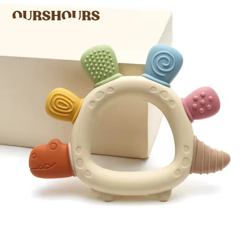 Baby Dinosaur Silicone Teething Toys BPA Free Easy to Grip Infant Care Teether Chewing Toy for Newborn Gift Babies Accessory