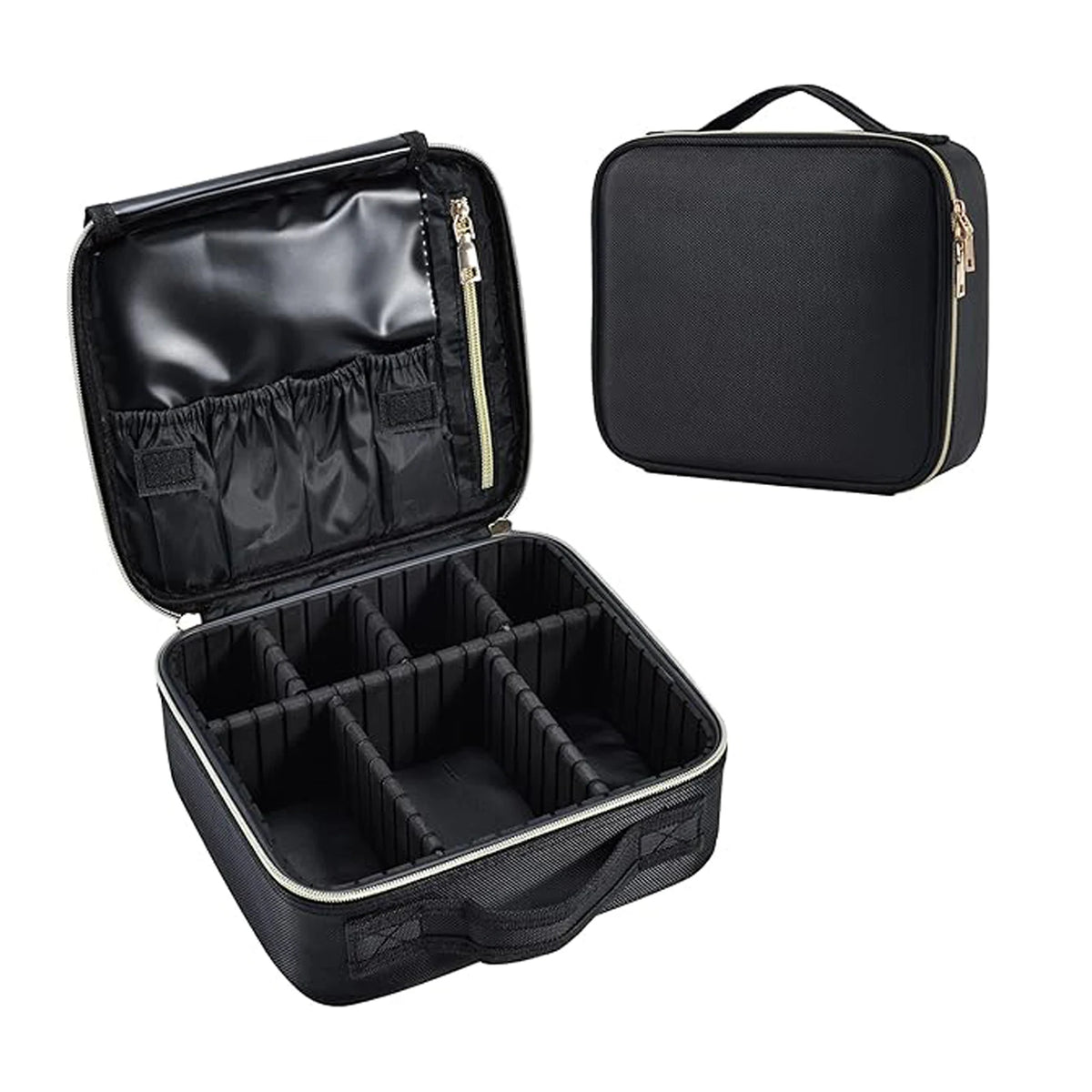 Cosmetic Case Makeup Bag Vanity Travel Beauty Box Make Up Train Case Hairdressing Tools Organiser with Adjustable Compartment