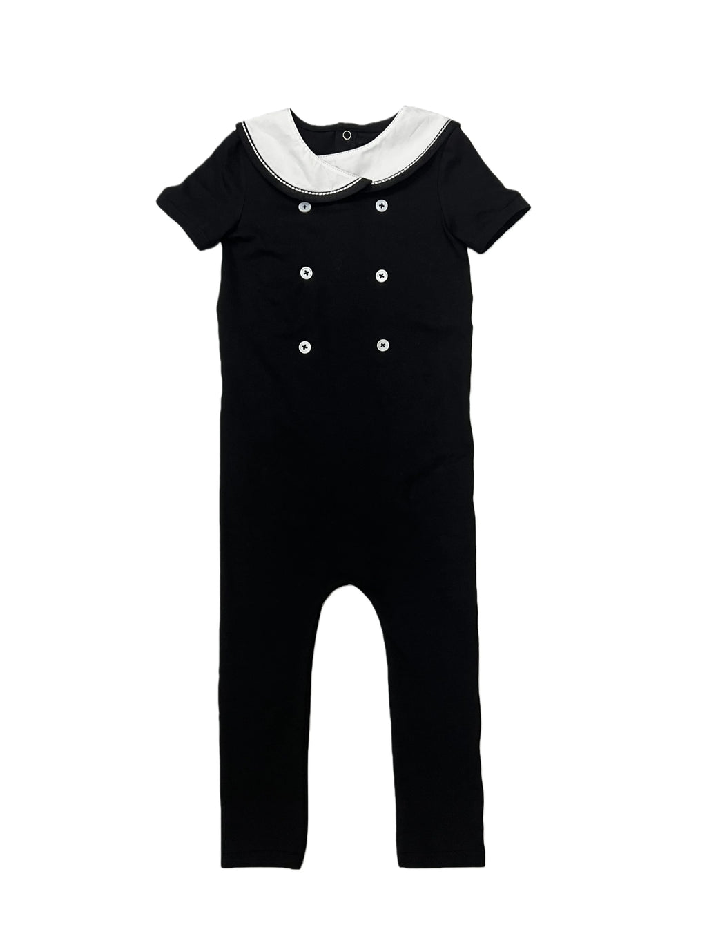 Ali Plus 2026 SS Sailor Maxi Kids Cotton Outfits Embroidery Removable White Collar Girls Boys Matching Clothes