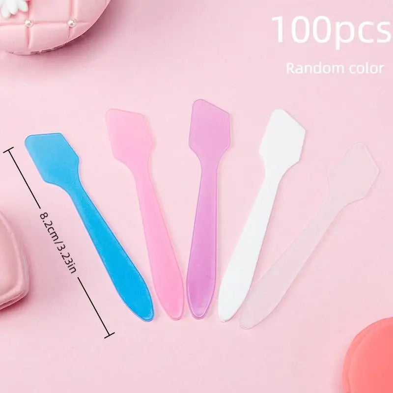 100 Pcs Beauty Makeup Sticks Mud Mixing Disposable Tools Facial Mask Stick Cosmetic Spatula Crescent Spoon DIY Face Mask Spoon