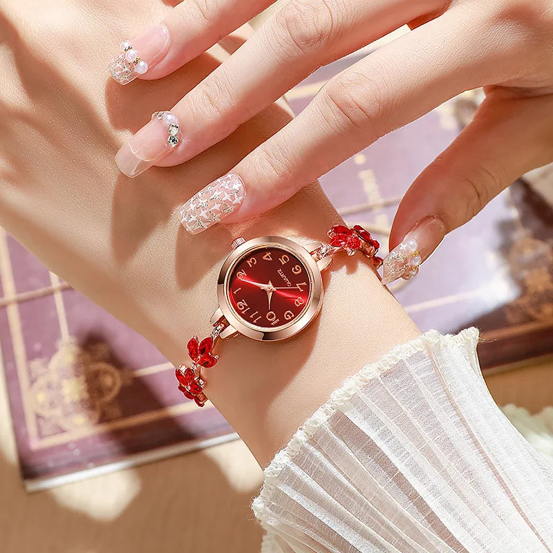 Elegant Women Watches Luxury Rhinestone Bracelet Bracelet Quartz Watch Reloj Mujer Girls Clock Gift（Without Box）