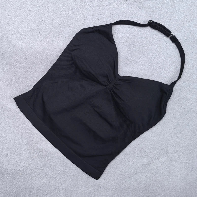 Adjustable Strappy Gym Top Backless Gym Clothes Women Scrunch Bra Removable Cups Yoga Tank Workout Outfits Tops Sports Vest