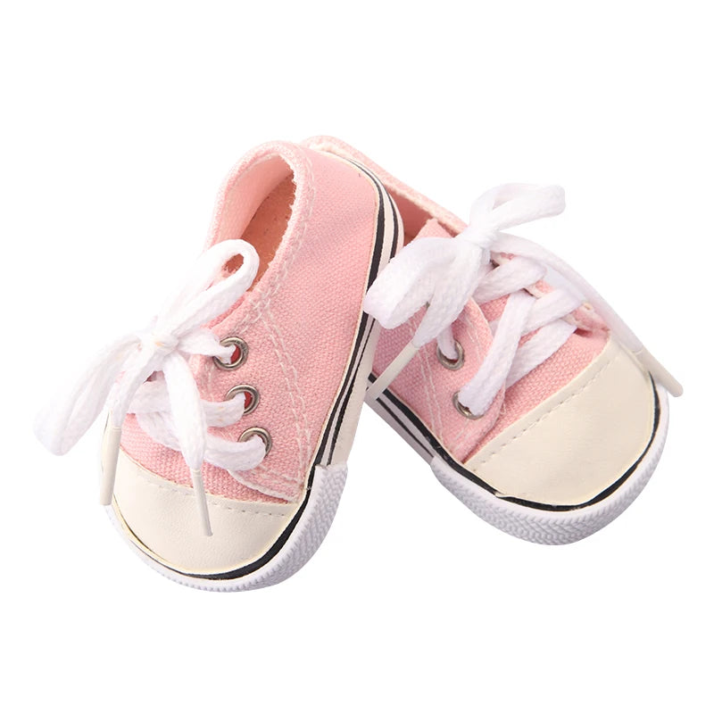 7 Cm Canvas Doll Shoes For 18 Inch American Doll 11 Colors Cloth Doll Shoes Boots Sneakers For 43 Cm Baby New Born&OG Girl Doll