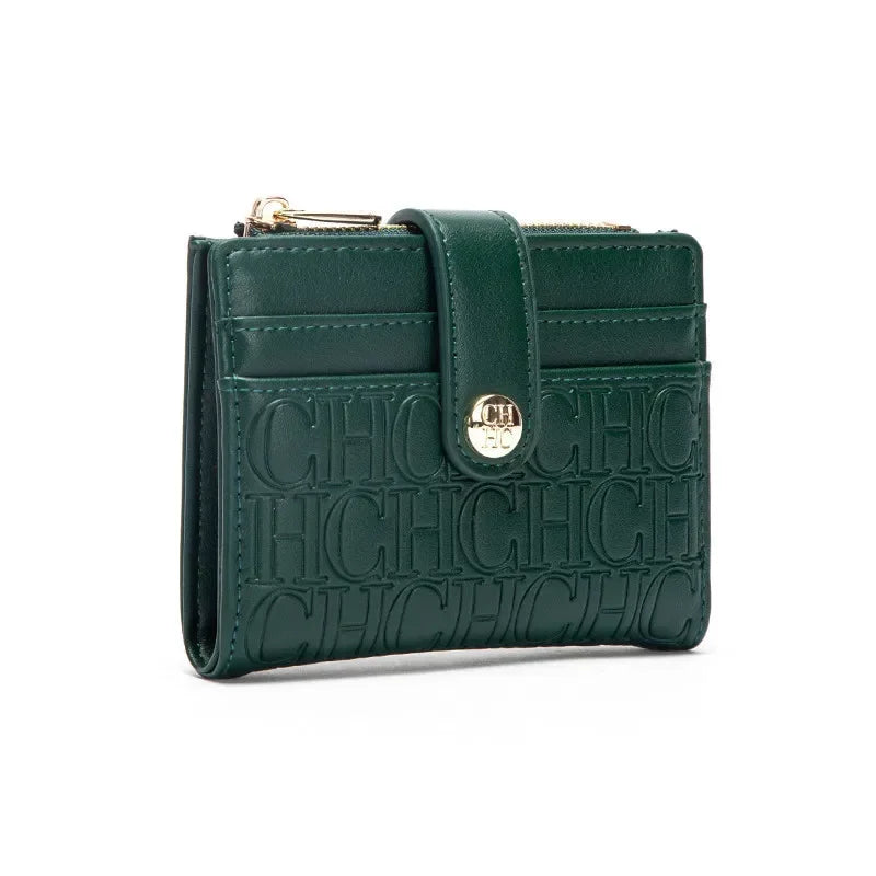 CH Luxury Brand Retro Design Business Card Bag Fashion Button Classic Folding Wallet Compact and Lightweight Women's Square Bag