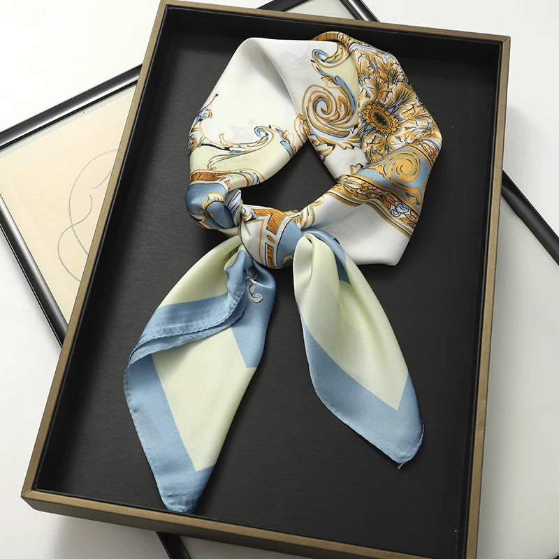 70x70cm Women Scarf Silk Feeling Hair Neck Square Brand Office bandanna muffler Waiter Flight Attendants Handkerchief Rings wrap