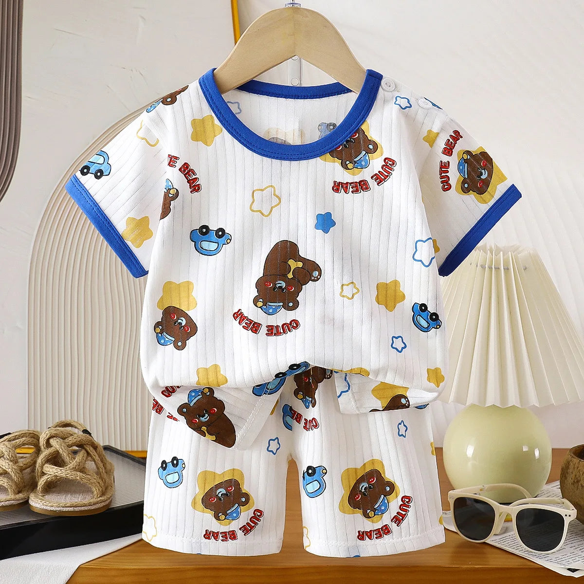 2PCS Children Clothing Set Child T-shirt Suit Summer Cotton New Girls Shorts Clothes Baby Boys Short Sleeve Kid Clothes