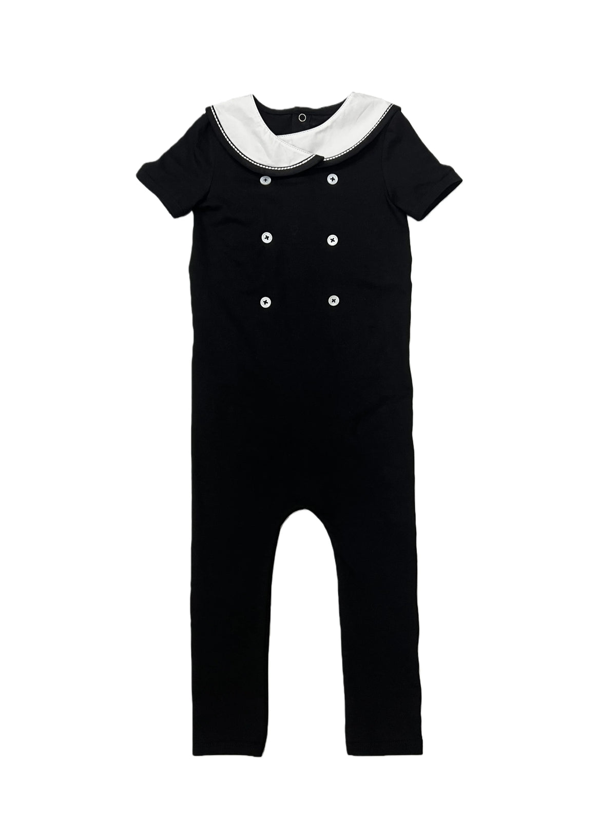 Ali Plus 2026 SS Sailor Maxi Kids Cotton Outfits Embroidery Removable White Collar Girls Boys Matching Clothes