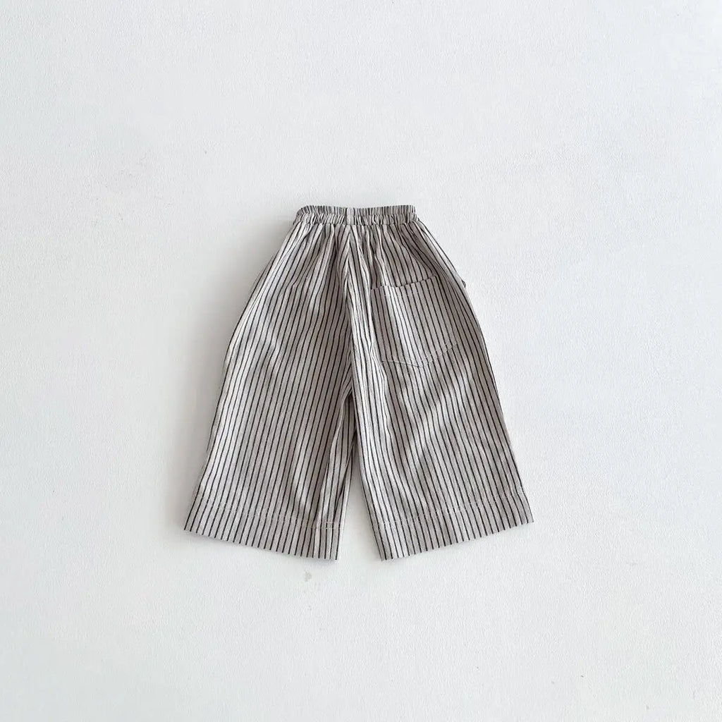 Boys Girls Linen Cotton Stripe Trousers For Children's Clothes Fall Spring Boy Loose Casual Harem Pants Kids Long Pants for 1-6T