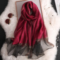 2024 Luxury 100% Silk Shawl Scarf for Women Design Embroidery Flowers Hijab Wraps Bufandas Female Headkerchief Fouloud Echarpe