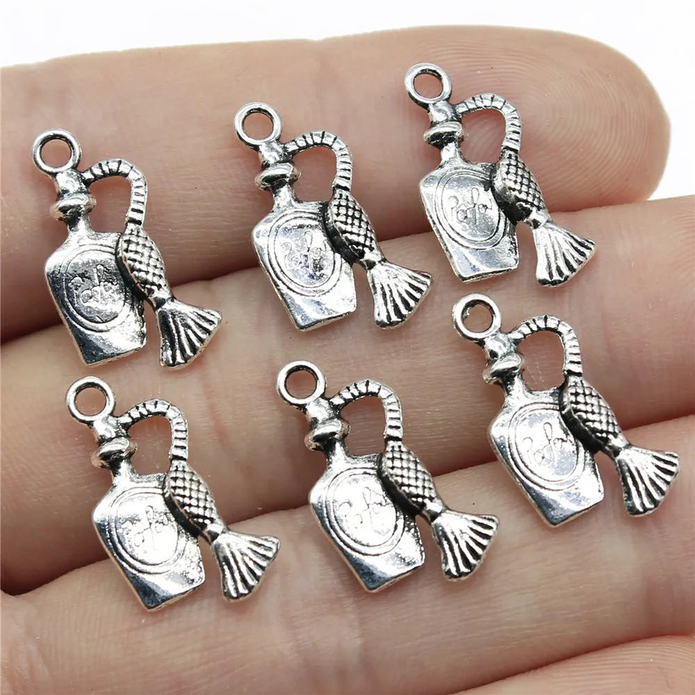 20pcs Antique Silver Color Women'S Daily Necessities Charms Evening Dress Bags High Heel Perfume Lipstick Charms