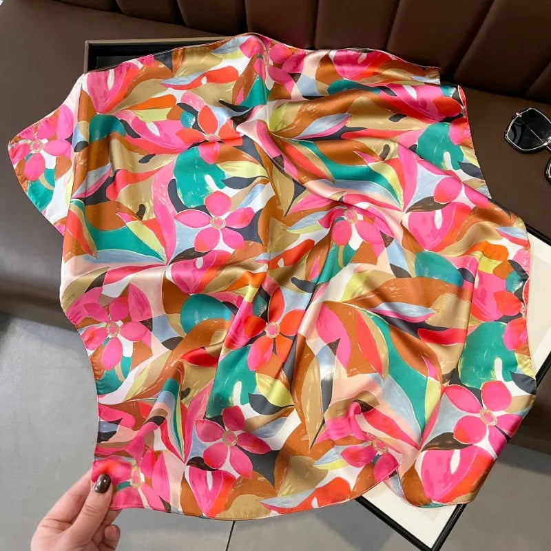 68cm Graffiti Printed Scarf Women'S Autumn And Winter Polyester Fiber Scarf Fashion Versatile Clothes Bag Accessories Scarfs