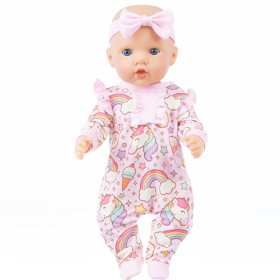 Cute Doll Unicorn Clothes For 18 Inch Doll Reborn Baby Doll Jumpsuits Outfit Kids Birthday OG Gift