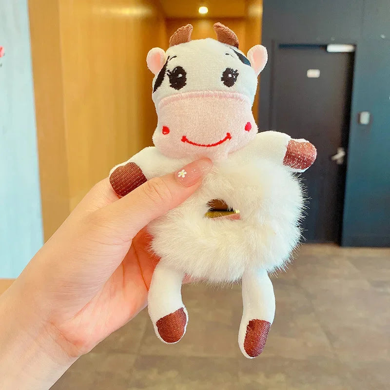1pcs Hair Circle Girl Frog Plush Green Hair Circle Bun Cute Funny Hair Band Elastic Scrunchies For Women Ponytail Hairstyle