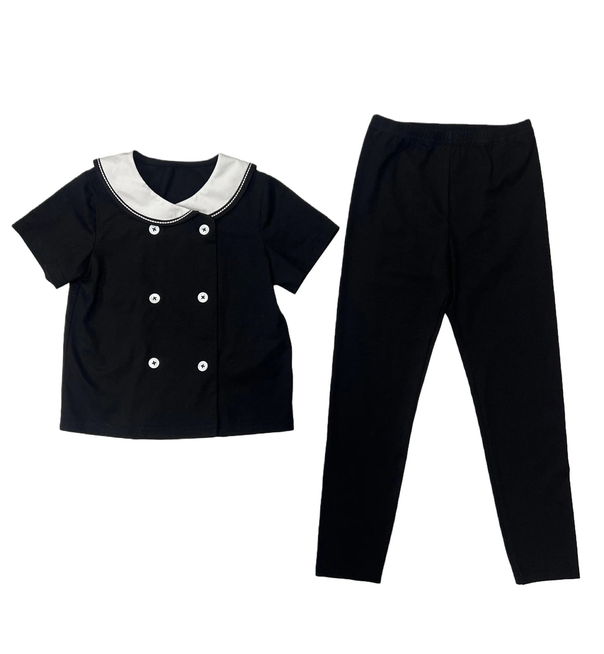 Ali Plus 2026 SS Sailor Maxi Kids Cotton Outfits Embroidery Removable White Collar Girls Boys Matching Clothes