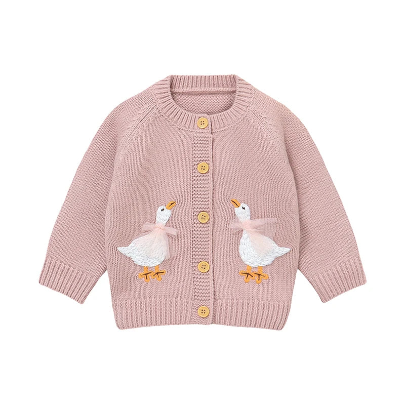 Baby Sweater Knit Infant Boy Girl Cardigan Fashion Cute Cartoon Goose Newborn Children Clothes Long Sleeve Autumn Tops Outerwear