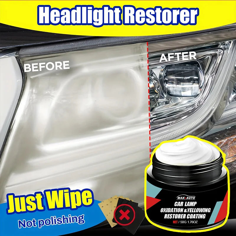 Car Headlight Restoration Polishing Kit - Scratch Remover & Oxidation Cleaner Repair Paste for Headlamp Assembly