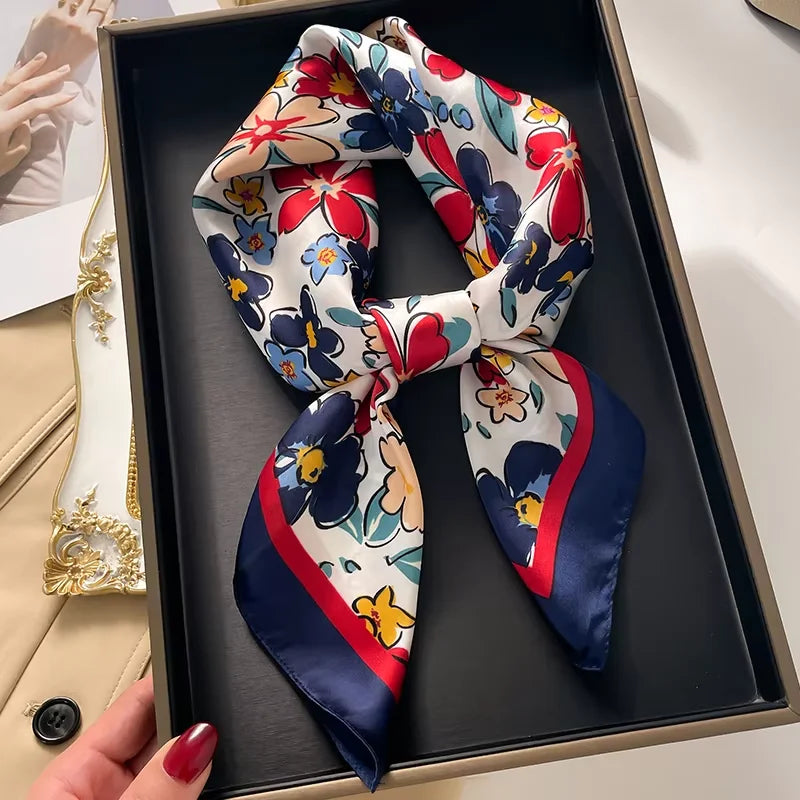 68cm Graffiti Printed Scarf Women'S Autumn And Winter Polyester Fiber Scarf Fashion Versatile Clothes Bag Accessories Scarfs