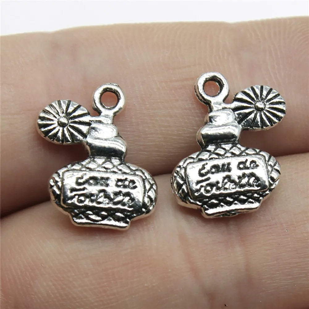 20pcs Antique Silver Color Women'S Daily Necessities Charms Evening Dress Bags High Heel Perfume Lipstick Charms