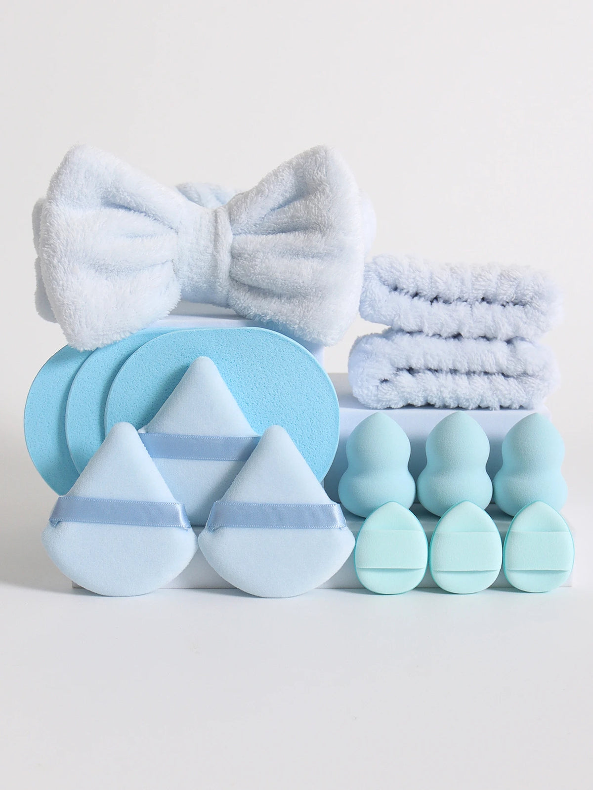 15  Cosmetic Puff Makeup Sponge Blender Beauty Egg Foundation Sponges Puff Wash Face Headband Wristband Make up Accessories