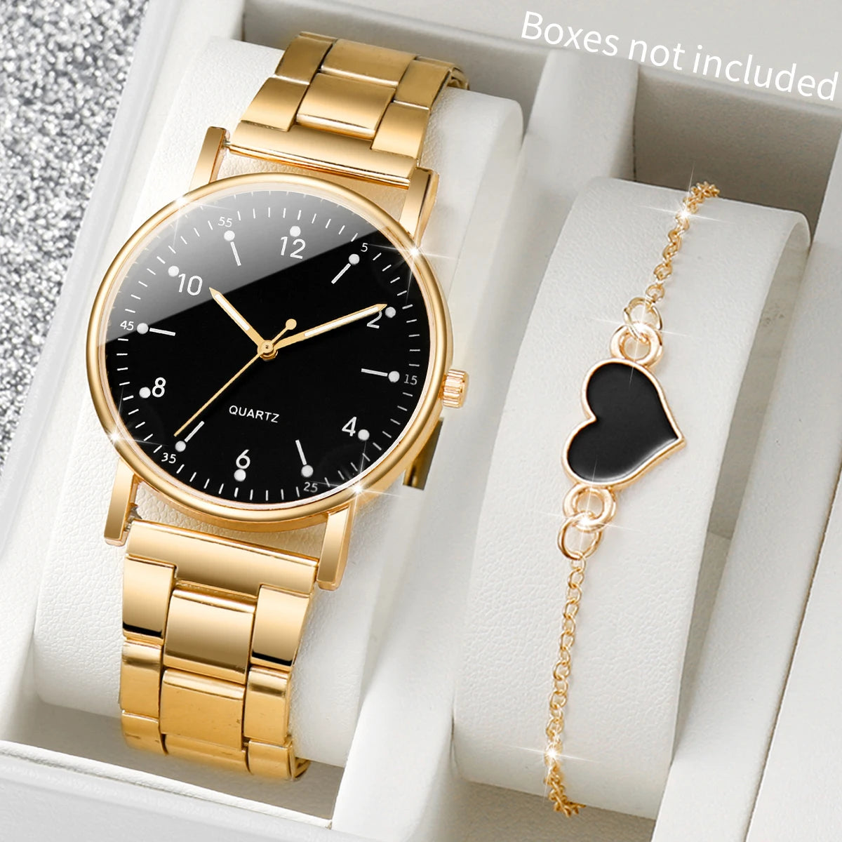 2/4PCS Fashion Arabic Dial Women Watches Simple Quaretz Wristwatch with Bracelets Set Reloj Mujer（Without Box）