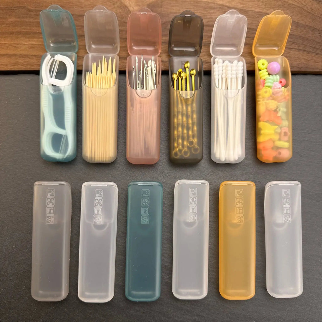 4pcs Mini Portable Storage Boxes,Small Parts Organizer Travel Toothpick, Dental Floss, Pill, and Jewelry Storage Compartments