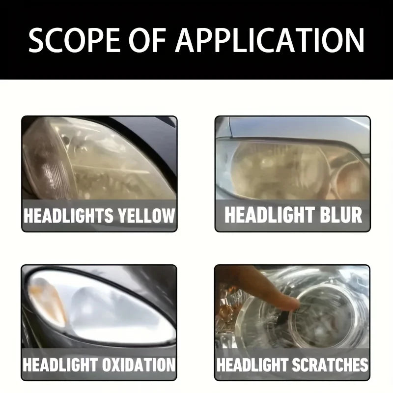 Car Headlight Restoration Polishing Kit - Scratch Remover & Oxidation Cleaner Repair Paste for Headlamp Assembly