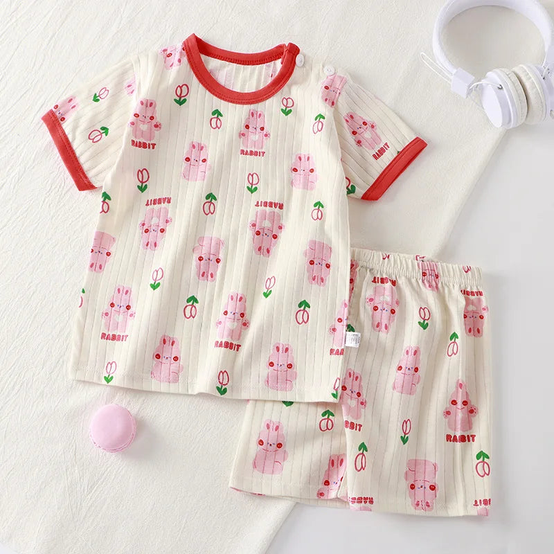 2PCS Children Clothing Set Child T-shirt Suit Summer Cotton New Girls Shorts Clothes Baby Boys Short Sleeve Kid Clothes