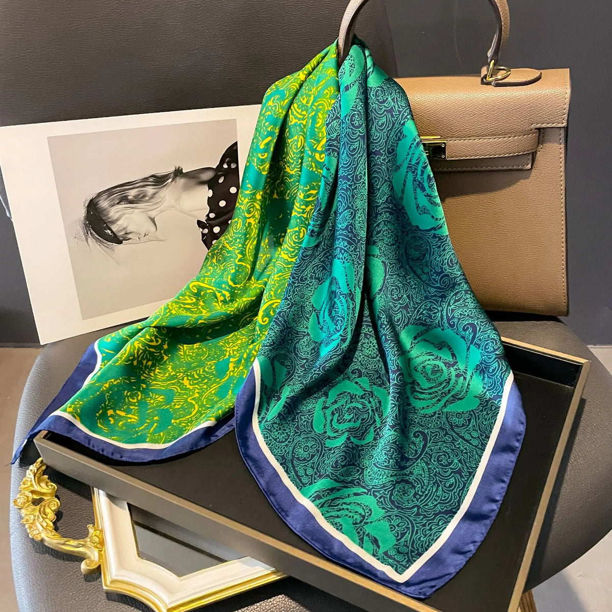 70x70cm Women Scarf Silk Feeling Hair Neck Square Brand Office bandanna muffler Waiter Flight Attendants Handkerchief Rings wrap