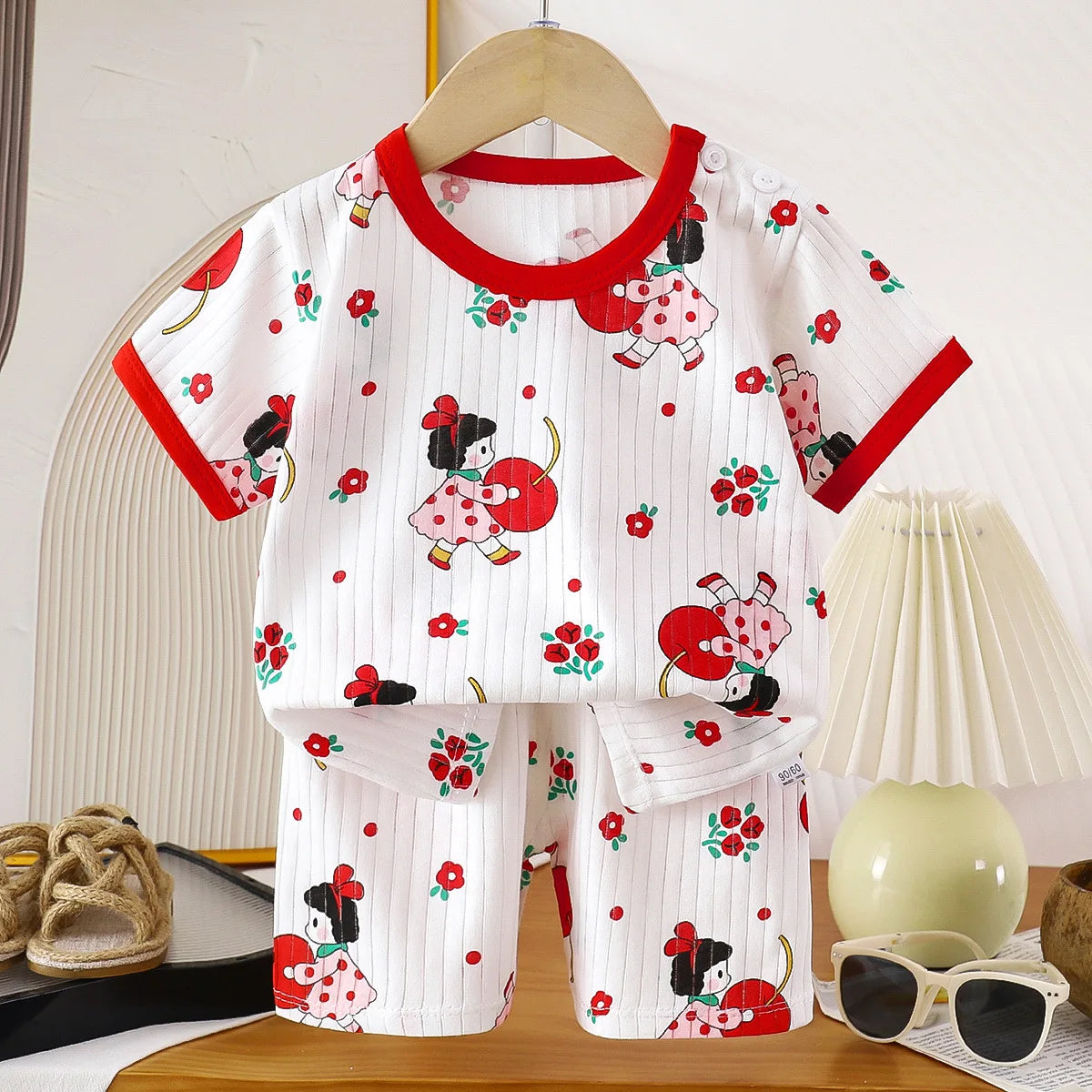2PCS Children Clothing Set Child T-shirt Suit Summer Cotton New Girls Shorts Clothes Baby Boys Short Sleeve Kid Clothes