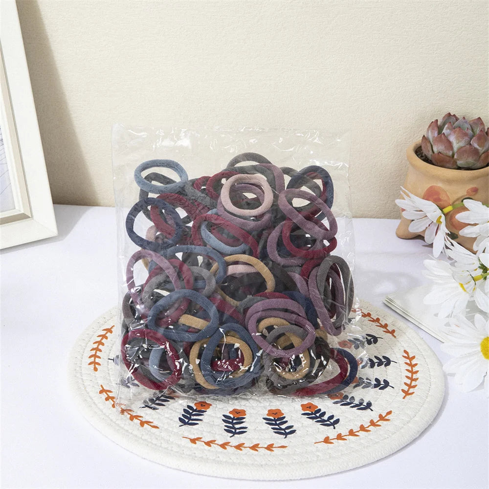 50/100 pieces of black and white hair bands, women's hair bands, high-elasticity rubber band hair bands, hair bands