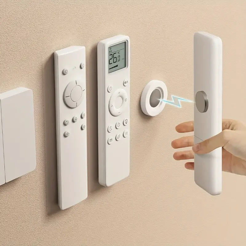 3pcs No Drill Magnetic Remote Holder - Wall Mount for TV/AC/DVD Remotes, White Space-Saving Design