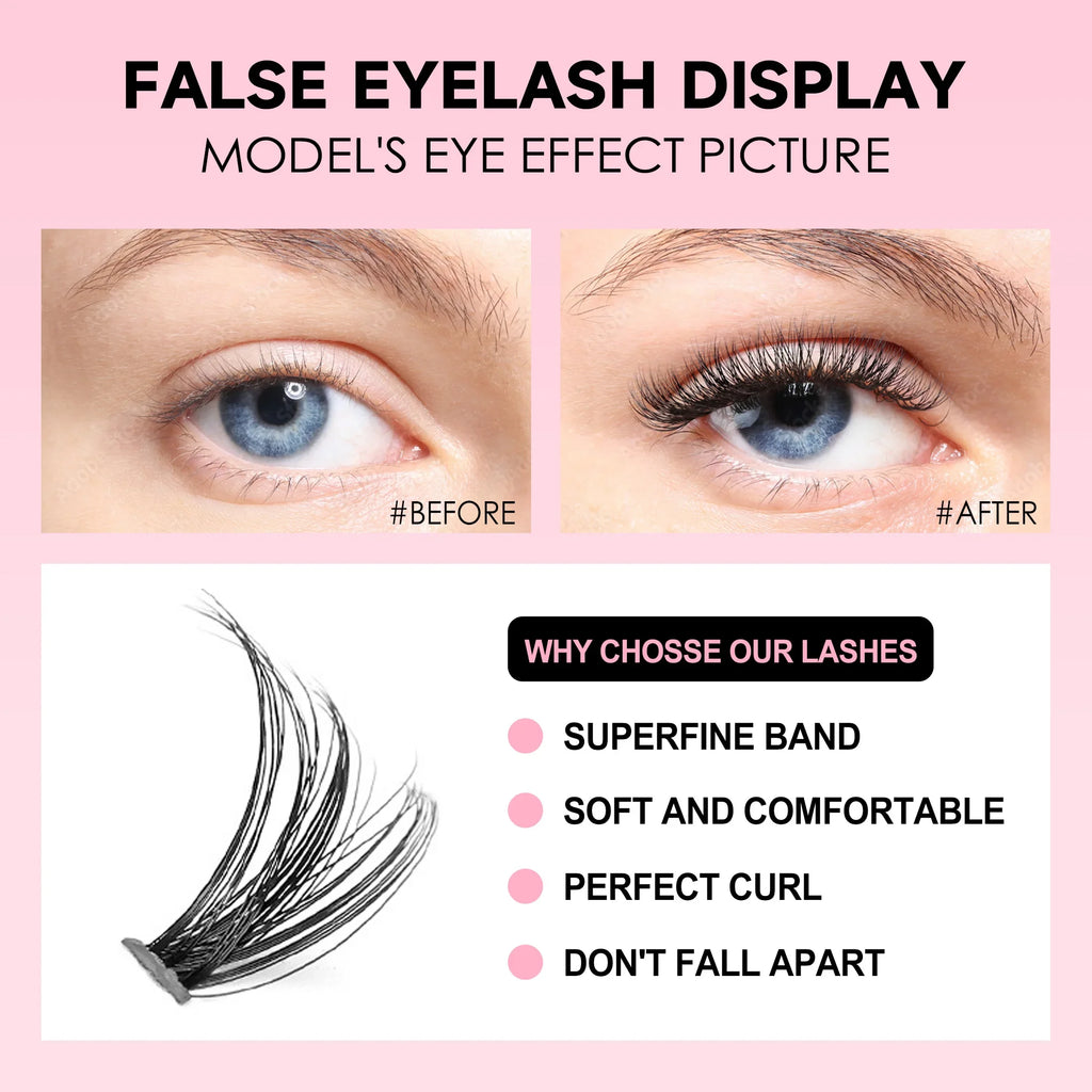 DIY Lashes Extension Kit Eyelashes 200 PCS Clusters Lash Bond and Seal Makeup Tools for Gluing  Lashes Gluing Glue  Accessories