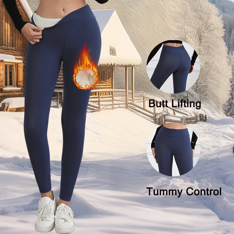 Autumn Winter Warm Fleece Women Leggings Velvet Thicken High Waist Tights Elastic Slim Solid Color Leggings Prevent Cold Tights