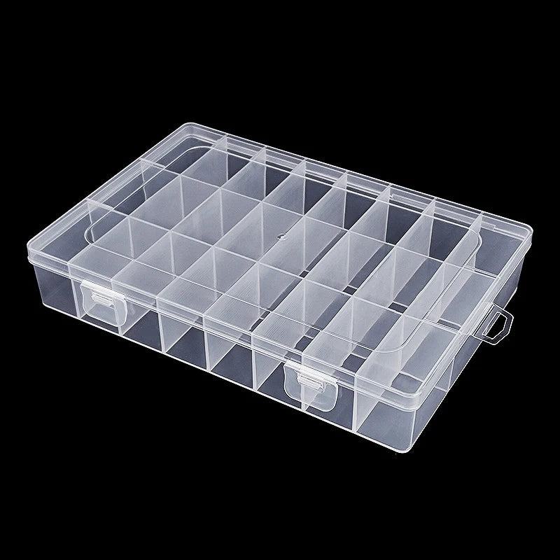 1Pack Plastic Storage Box 24 Grids Clear Plastic Organizer Box Compartment Storage Container for Craft, Beads, Jewelry, Items