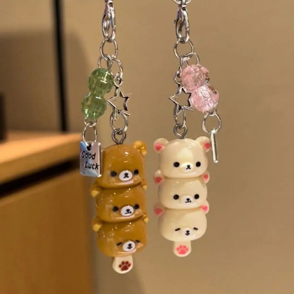 Cute Bear Phone Charms Pendant Kawaii Anime Keychain Accessories For Keys Schoolbag iPhone 17Promax Airpods Ins Korea New Y2K
