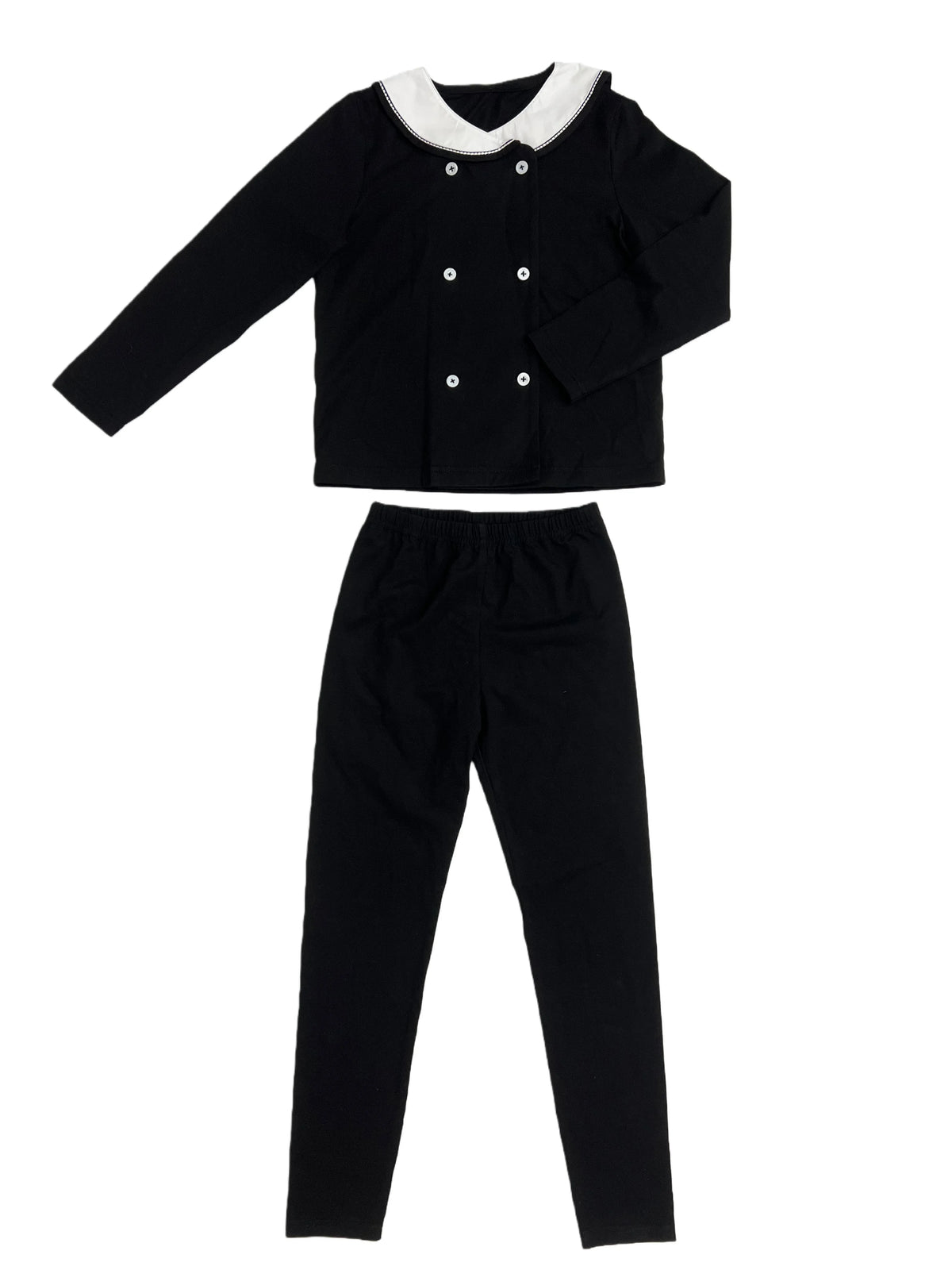 Ali Plus 2026 SS Sailor Maxi Kids Cotton Outfits Embroidery Removable White Collar Girls Boys Matching Clothes