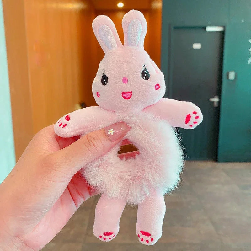 1pcs Hair Circle Girl Frog Plush Green Hair Circle Bun Cute Funny Hair Band Elastic Scrunchies For Women Ponytail Hairstyle