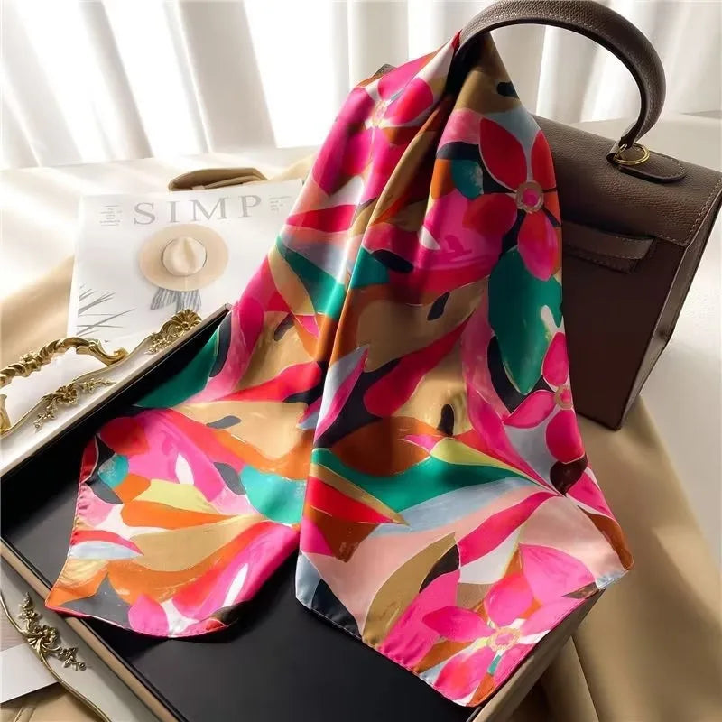 1PC 68cm Graffiti Printed Scarf Women'S Autumn and Winter Polyester Fiber Scarf Fashion Versatile Clothes Bag Accessories Scarfs