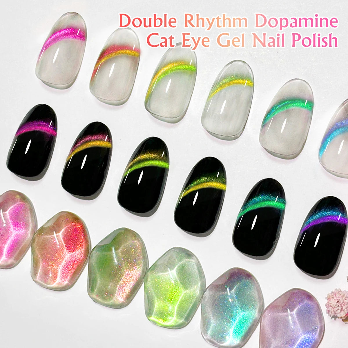 9D Rainbow Cat Magnetic Gel Nail Polish Chameleon Galaxy Effect Magnetic Semi Permanent Soak Off UV Gel Varnish Nail Supplies