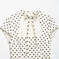 Cut Out Front Bow Tie Mini Dress, Women's Polka Dot Short Sleeve Bodycon Dress, Spring Summer Sexy Fashion Party Dress