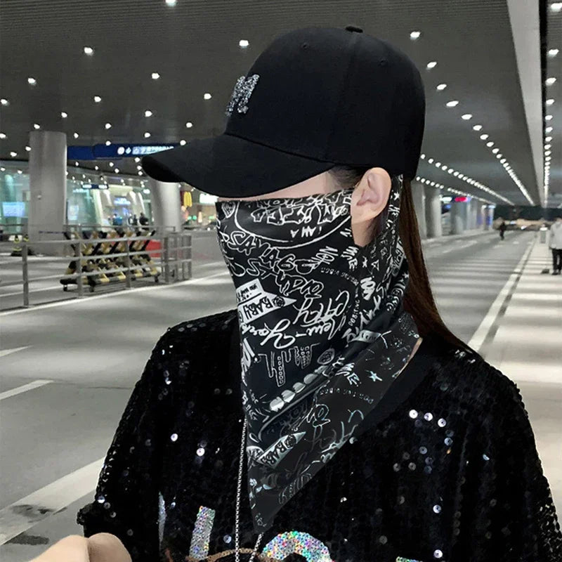Fashion Punk Sunscreen Mask For Men Women Summer Face Neck UV Protection Ear Scarf Hip Hop Outdoor Sports Cycling Bandana Scarfs
