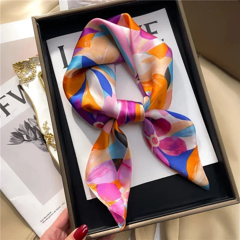 68cm Graffiti Printed Scarf Women'S Autumn And Winter Polyester Fiber Scarf Fashion Versatile Clothes Bag Accessories Scarfs