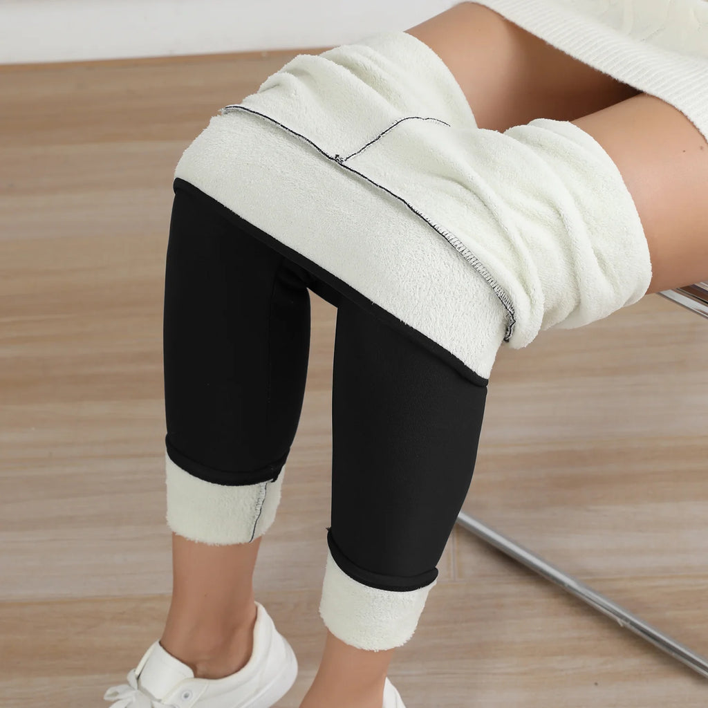 Autumn Winter Warm Fleece Women Leggings Velvet Thicken High Waist Tights Elastic Slim Solid Color Leggings Prevent Cold Tights
