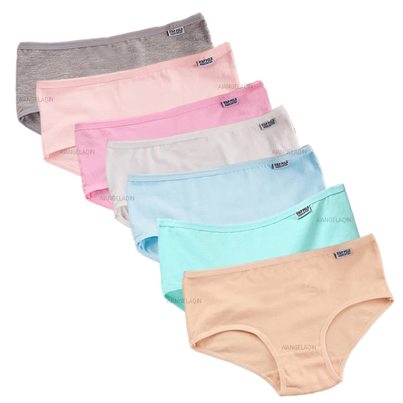 7Pcs/Lot Plus Size Underwear Women's Panties Cotton Girl Brief Sexy Lingeries Shorts Underpant Solid Panty Female Intimate M-4XL