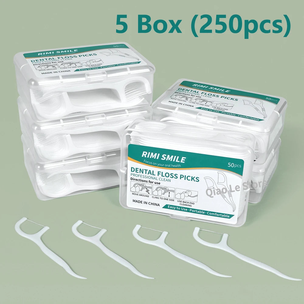 1/2/5/10 Box Portable Disposable Dental Floss Plastic Toothpick High-tension Dental Floss Stick Dental Floss Box ﻿Oral Care