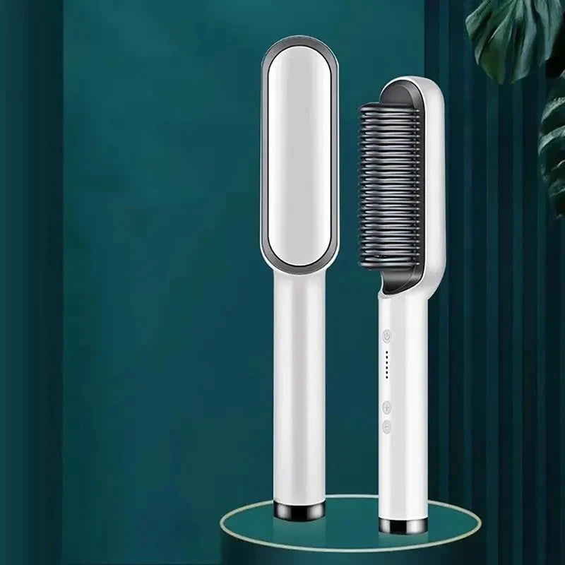 Electric PTC heat straightening brush One Step Hair Dryer 3 In 1 Ceramic Flat Iron Women Hair Straightener comb And Curling