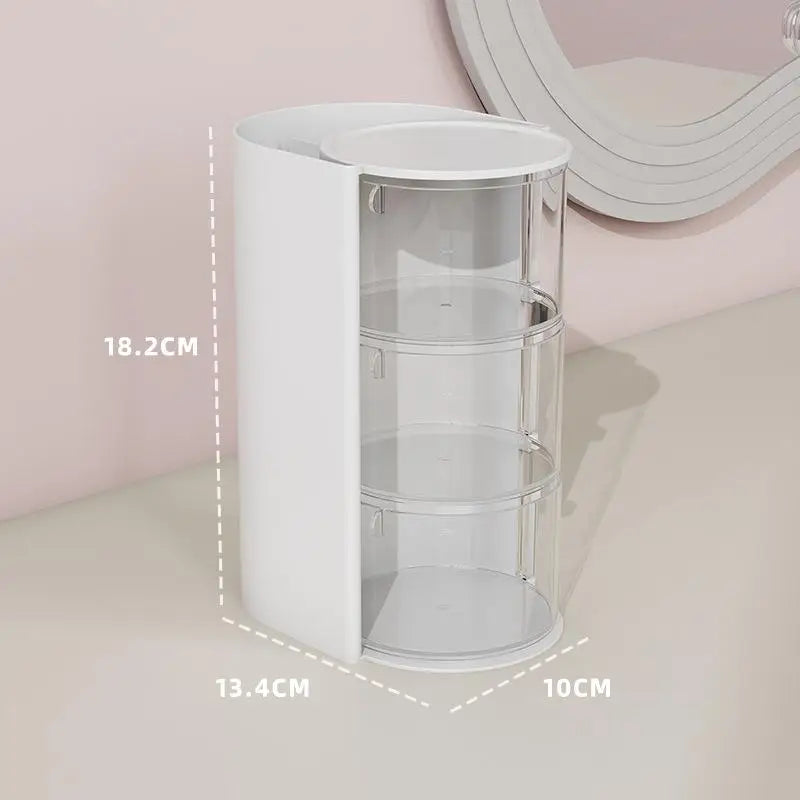 Cosmetic Organizer Bathroom Makeup Cushion Organizer Beauty Egg Storage Display Case Rotating Compartment Organizer