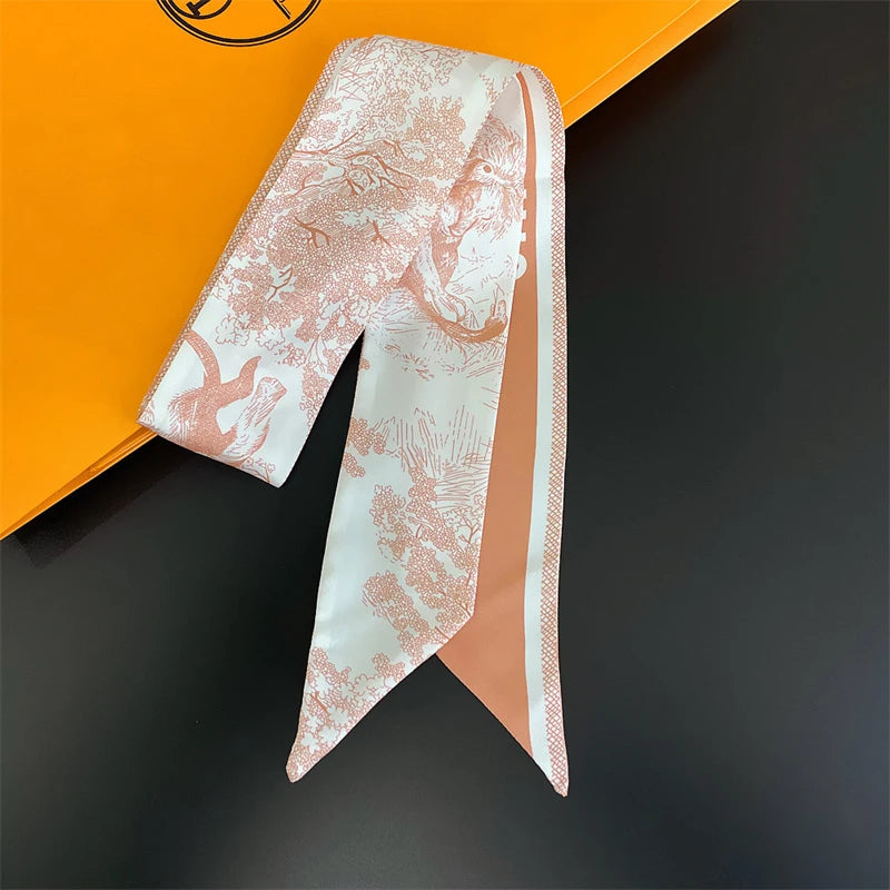 2024 Versatile New Plant Jungle Ladies Pointy Ribbon Bag Handbag Handle Ribbon Scarf Package Band Hair Head Handle ribbon scarf